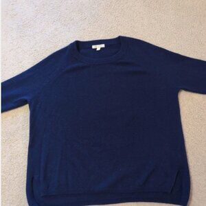 MINNIE ROSE 100% CASHMERE CREWNECK BOXY FIT SWEATER XS NAVY BLUE EUC
